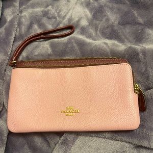 Two Tone Coach Double Zip Wristlet